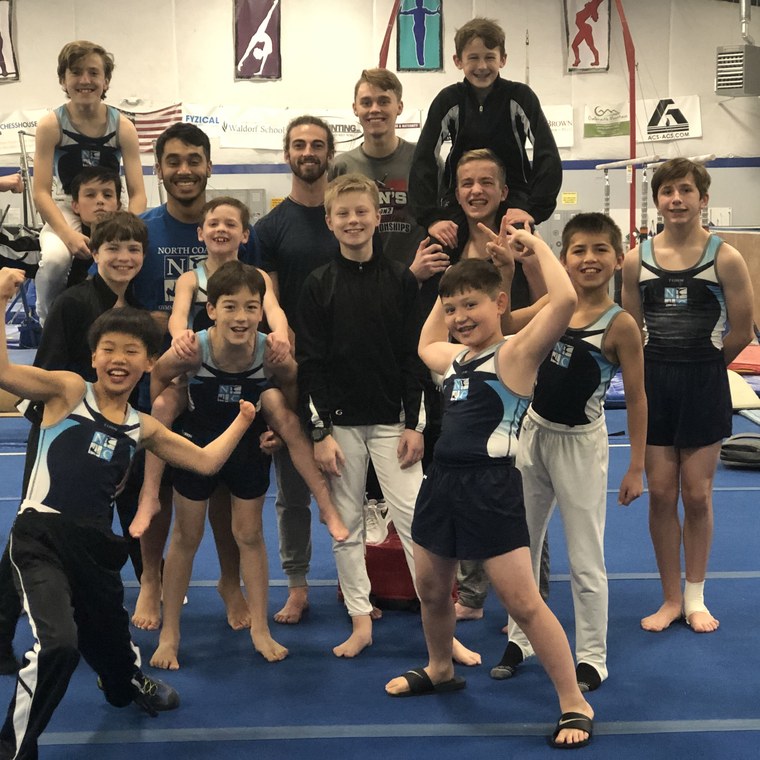 The boys team celebrating together